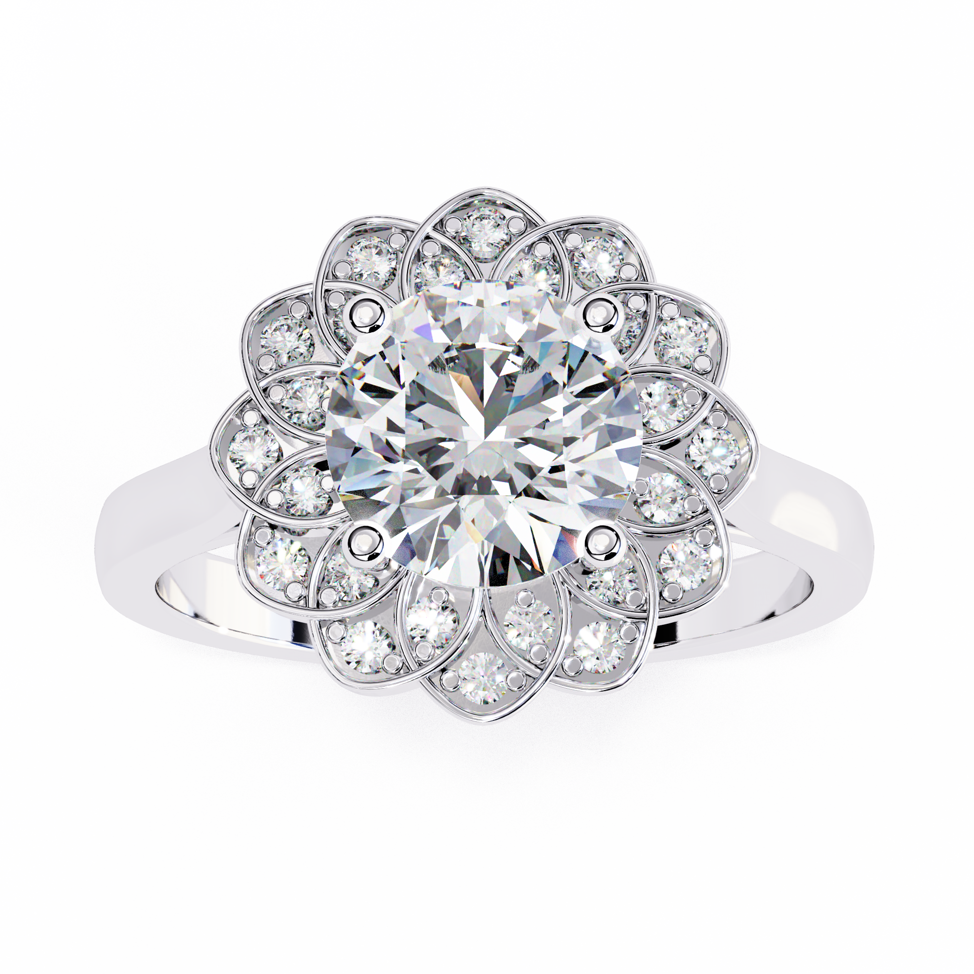 Halo Diamond Engagement Ring (WHITE)