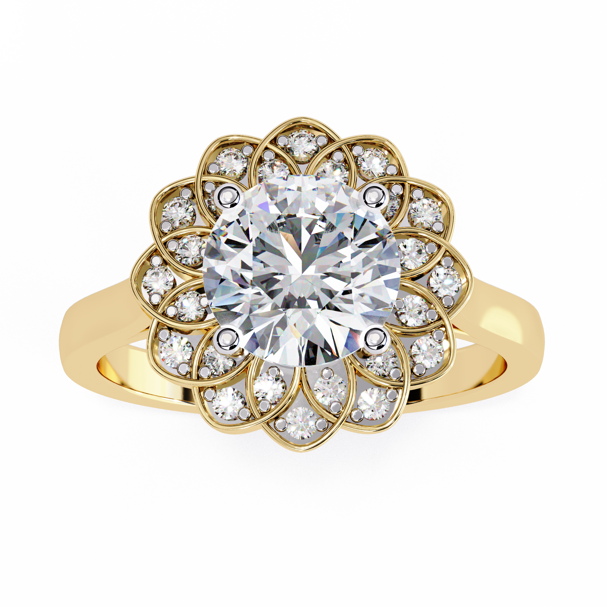 Halo Diamond Engagement Ring (Yellow)