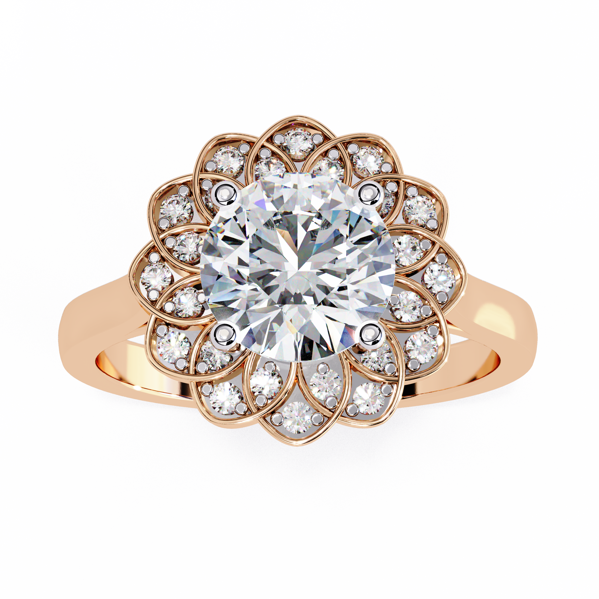 Halo Diamond Engagement Ring (Rose)