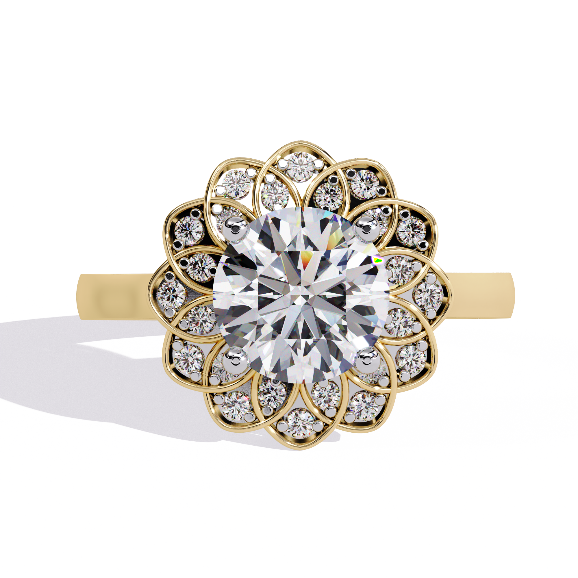 Halo Diamond Engagement Ring (Yellow)