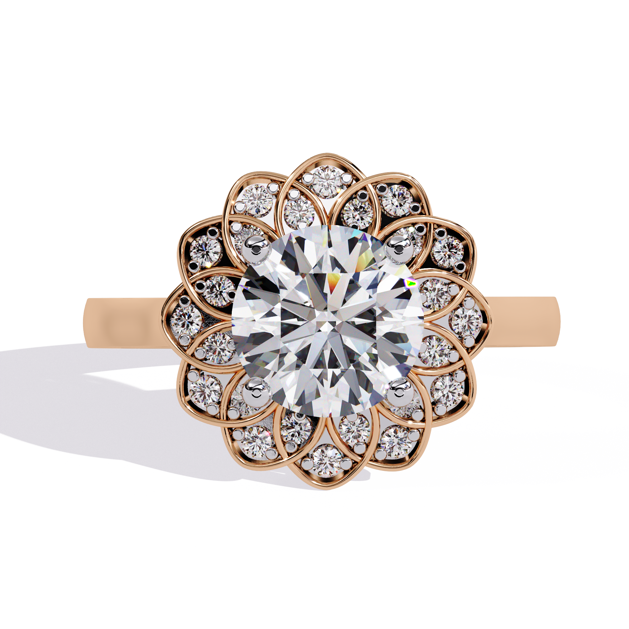 Halo Diamond Engagement Ring (Rose)