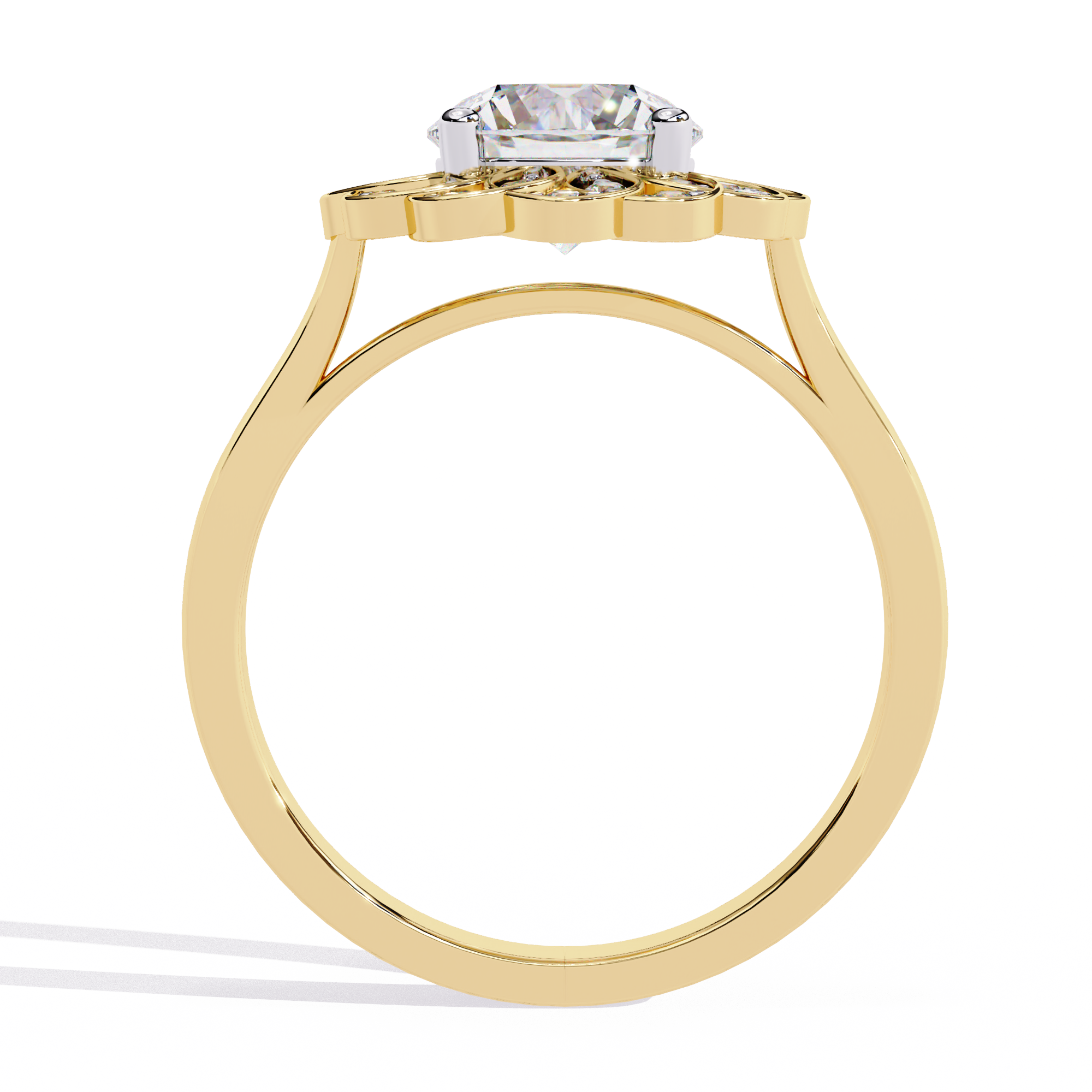 Halo Diamond Engagement Ring (Yellow)