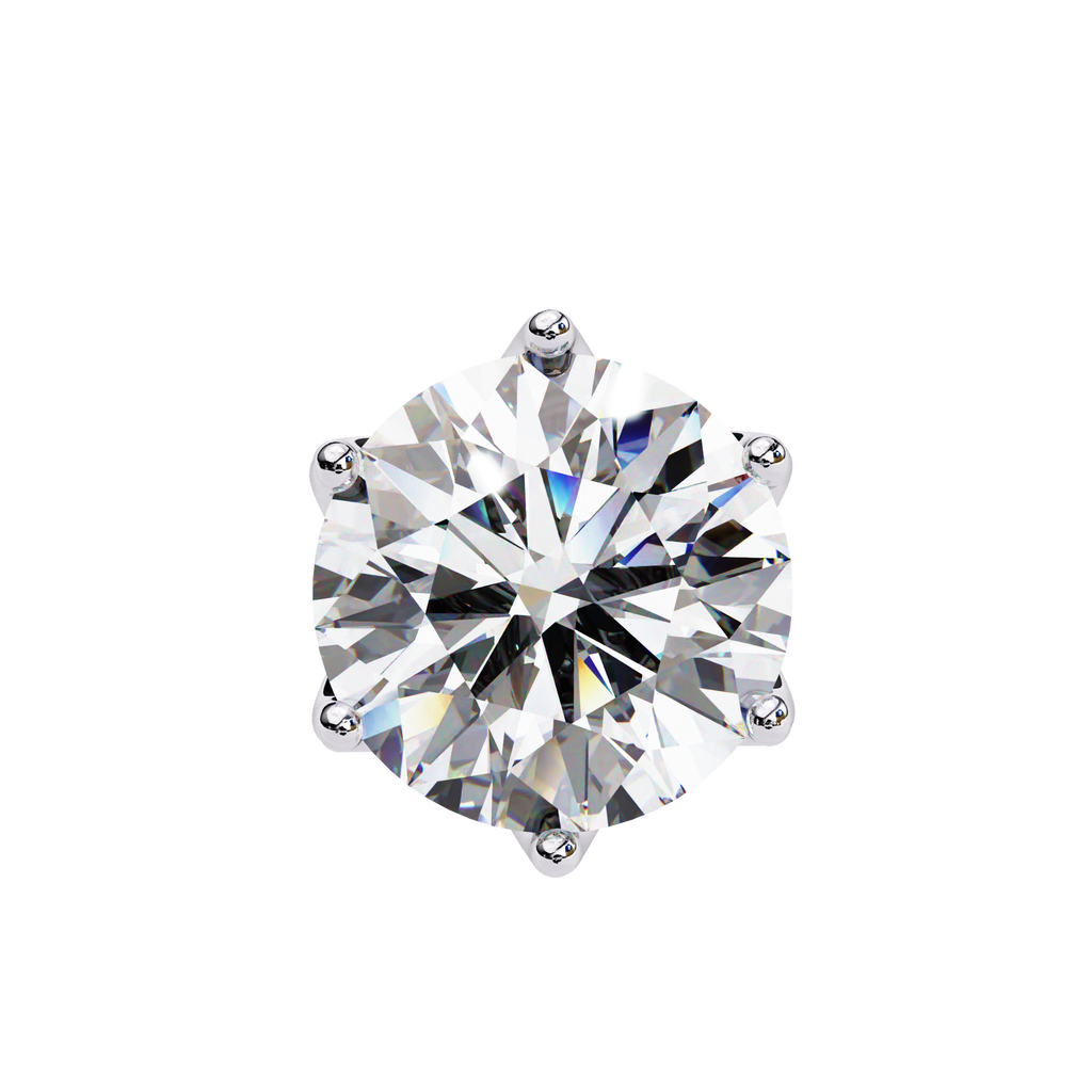 Crown-Inspired Solitaire Stud Earrings (White Gold)