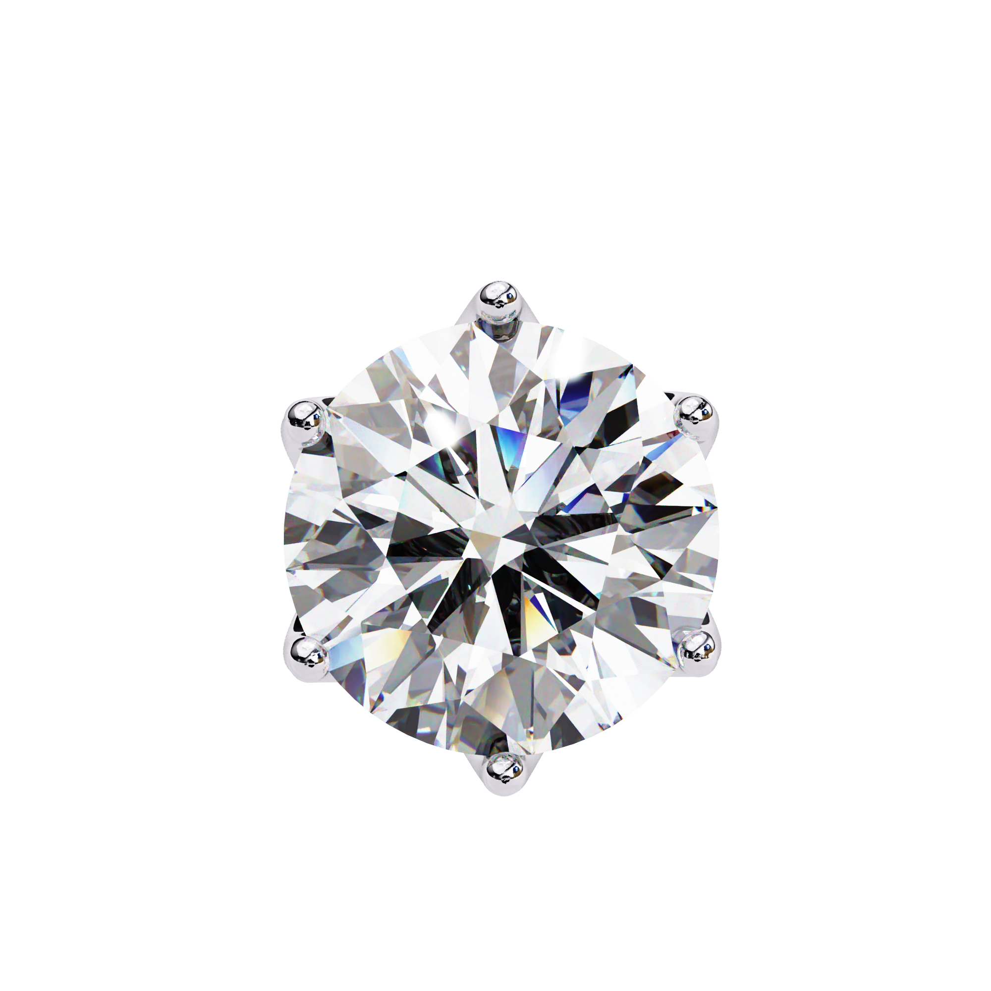 Crown-Inspired Solitaire Stud Earrings (White Gold)