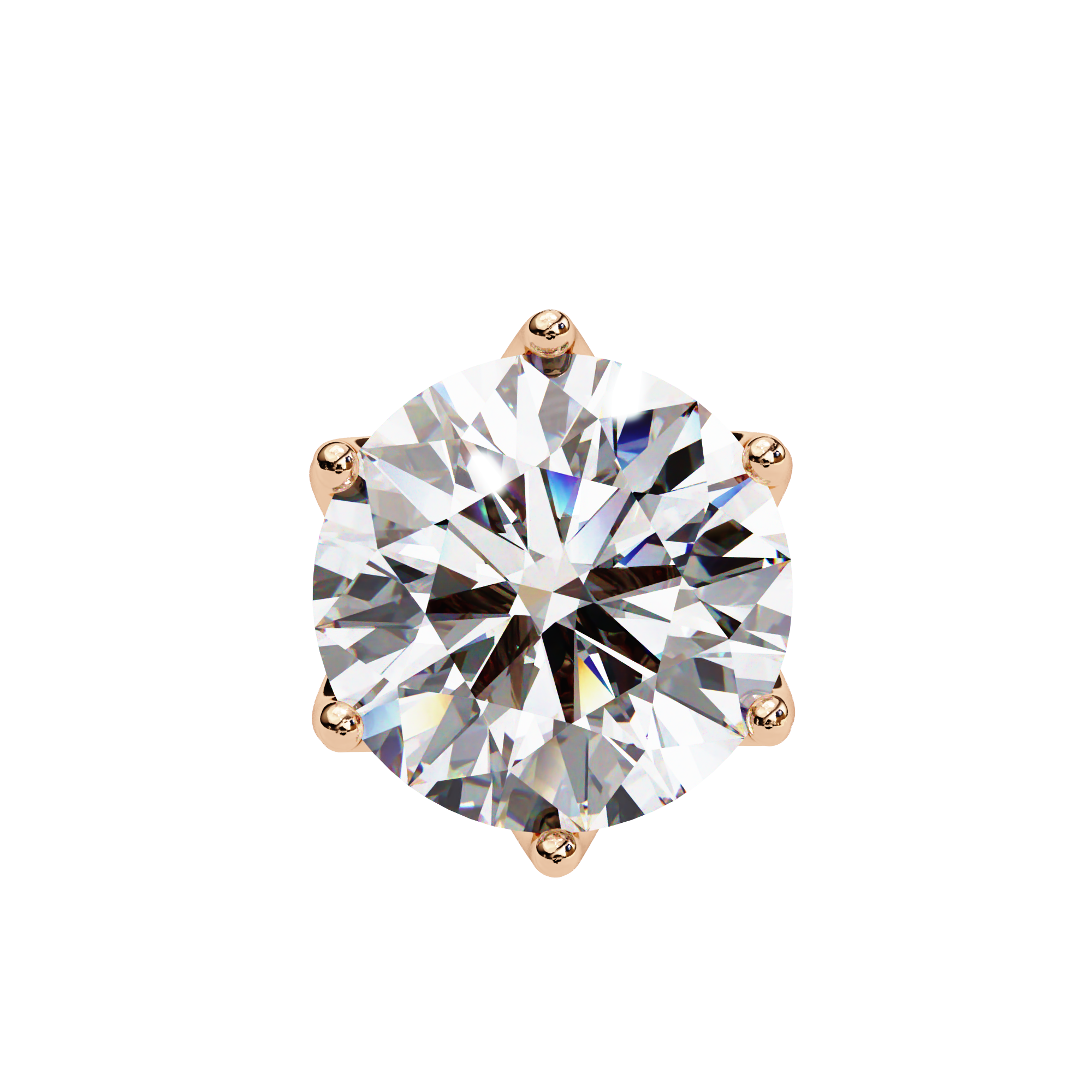 Crown-Inspired Solitaire Stud Earrings (Rose Gold)