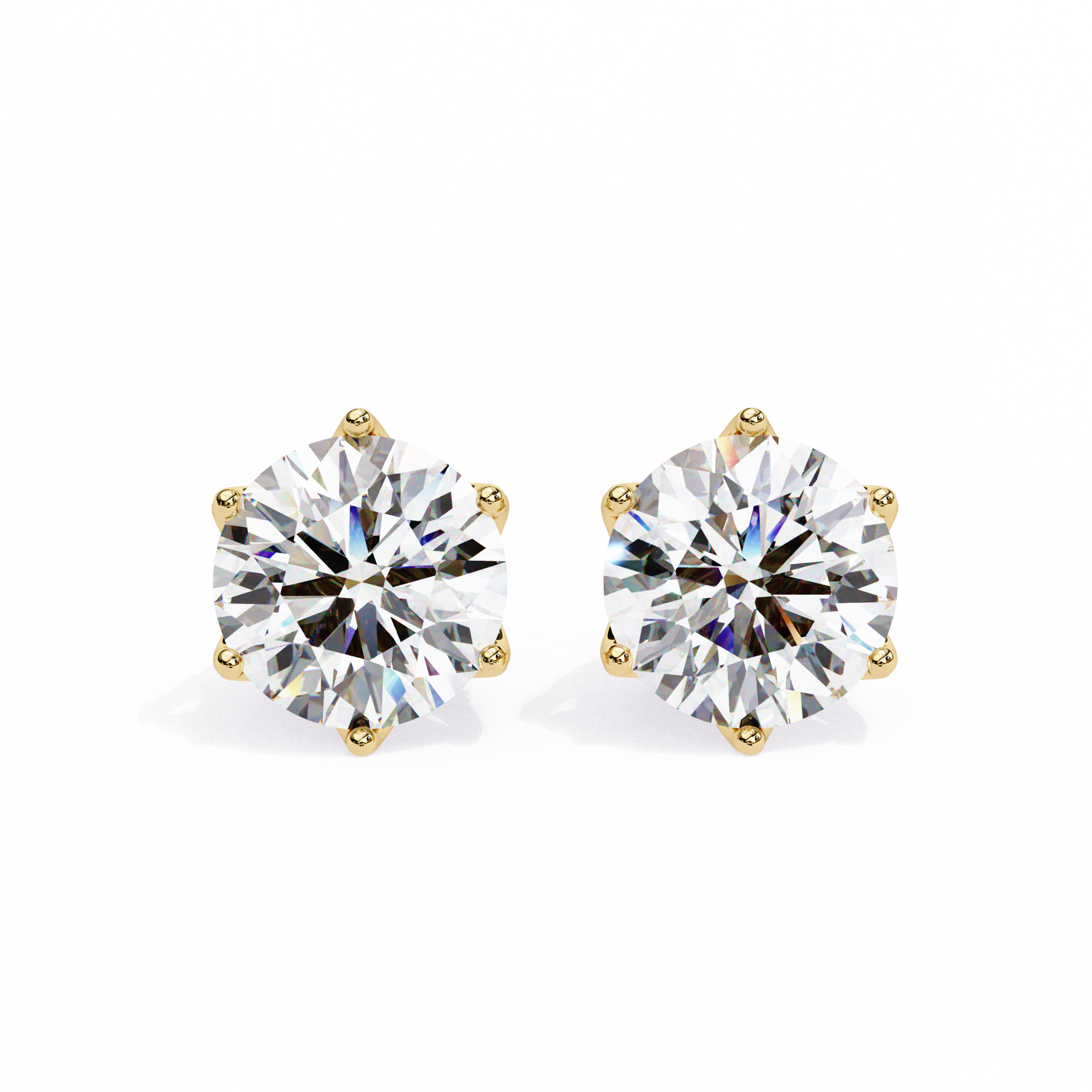Crown-Inspired Solitaire Stud Earrings (Yellow Gold)