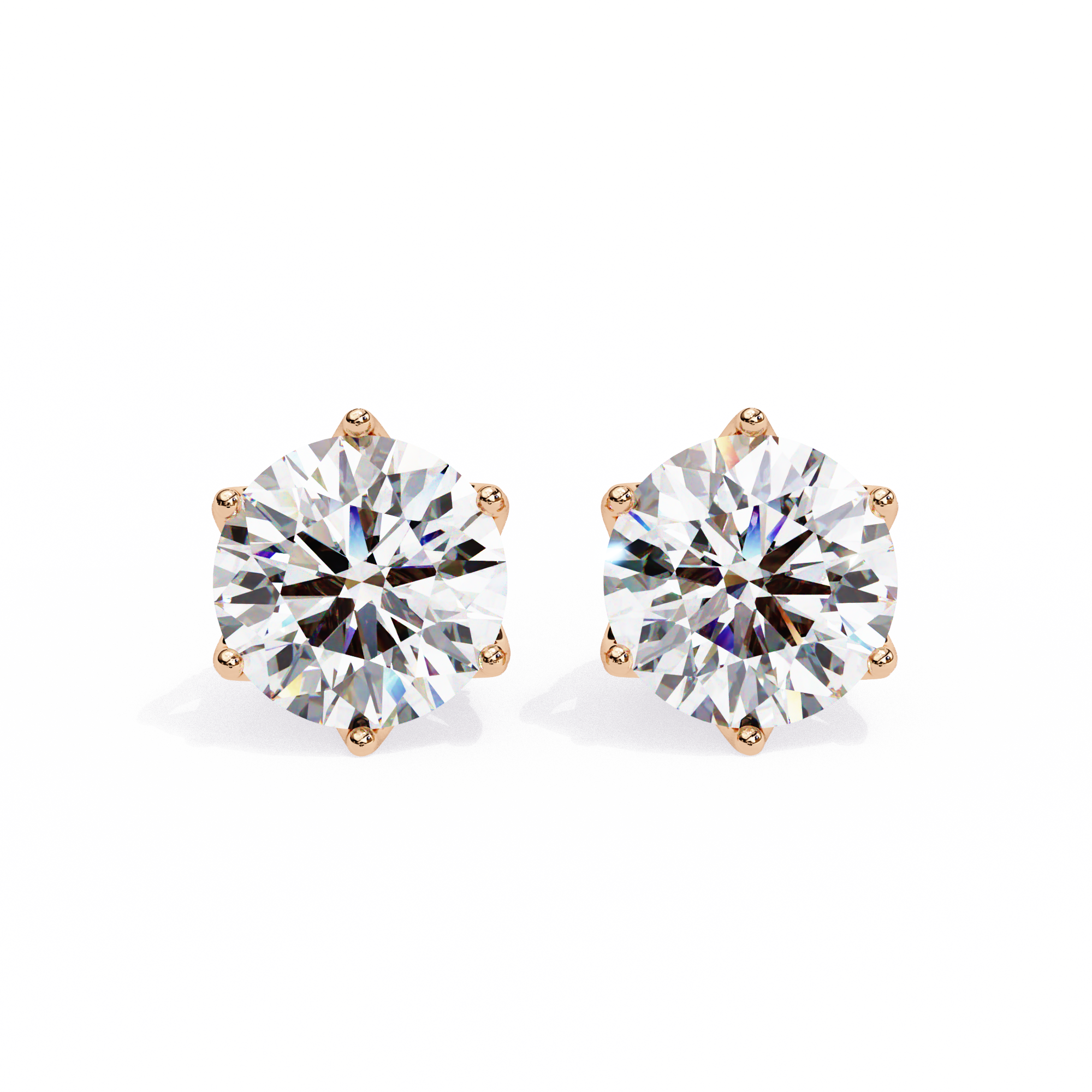 Crown-Inspired Solitaire Stud Earrings (Rose Gold)