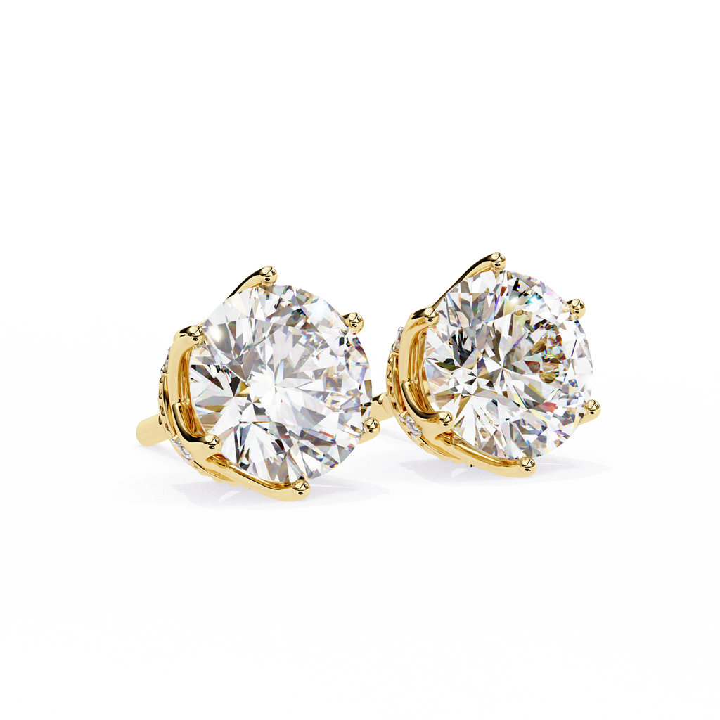 Crown-Inspired Solitaire Stud Earrings (Yellow Gold)