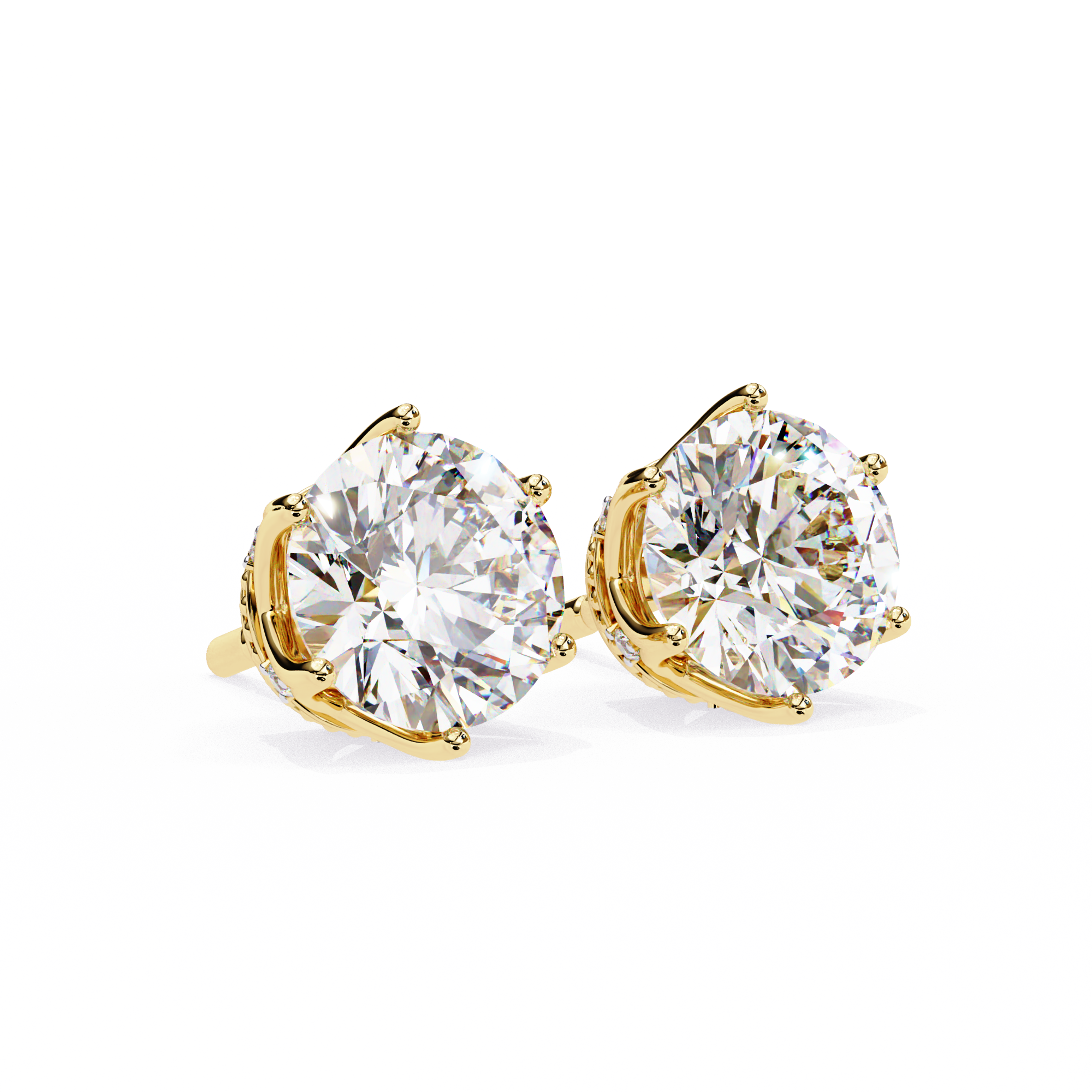 Crown-Inspired Solitaire Stud Earrings (Yellow Gold)