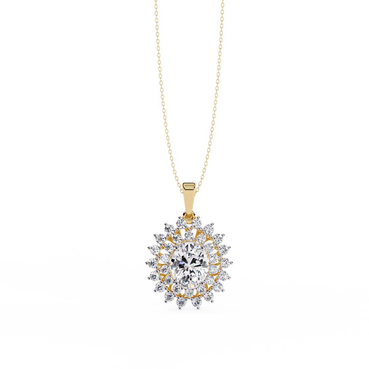 Oval Halo Diamond Pendant | 3DM & STL Jewelry CAD File