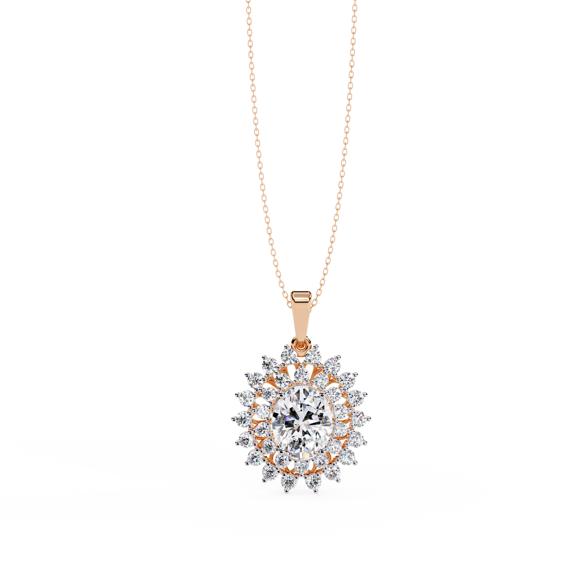 Oval Halo Diamond Pendant | 3DM & STL Jewelry CAD File