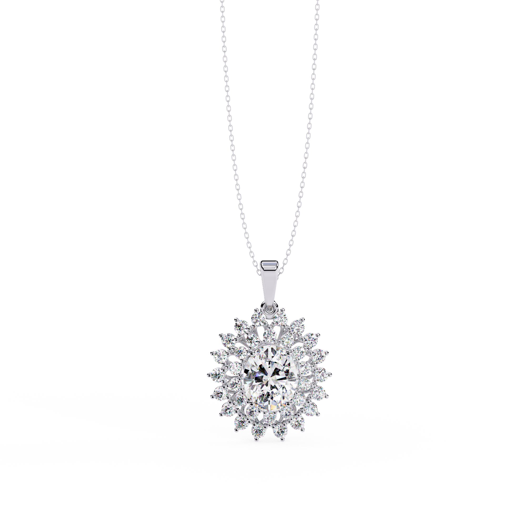 Oval Halo Diamond Pendant | 3DM & STL Jewelry CAD File