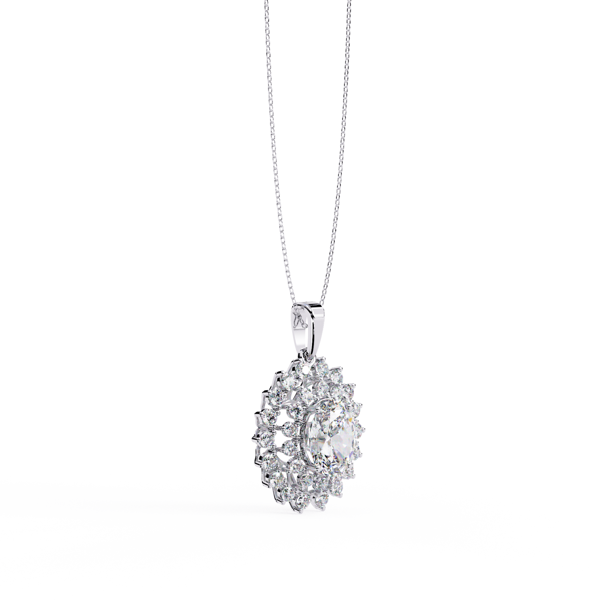 Oval Halo Diamond Pendant | 3DM & STL Jewelry CAD File