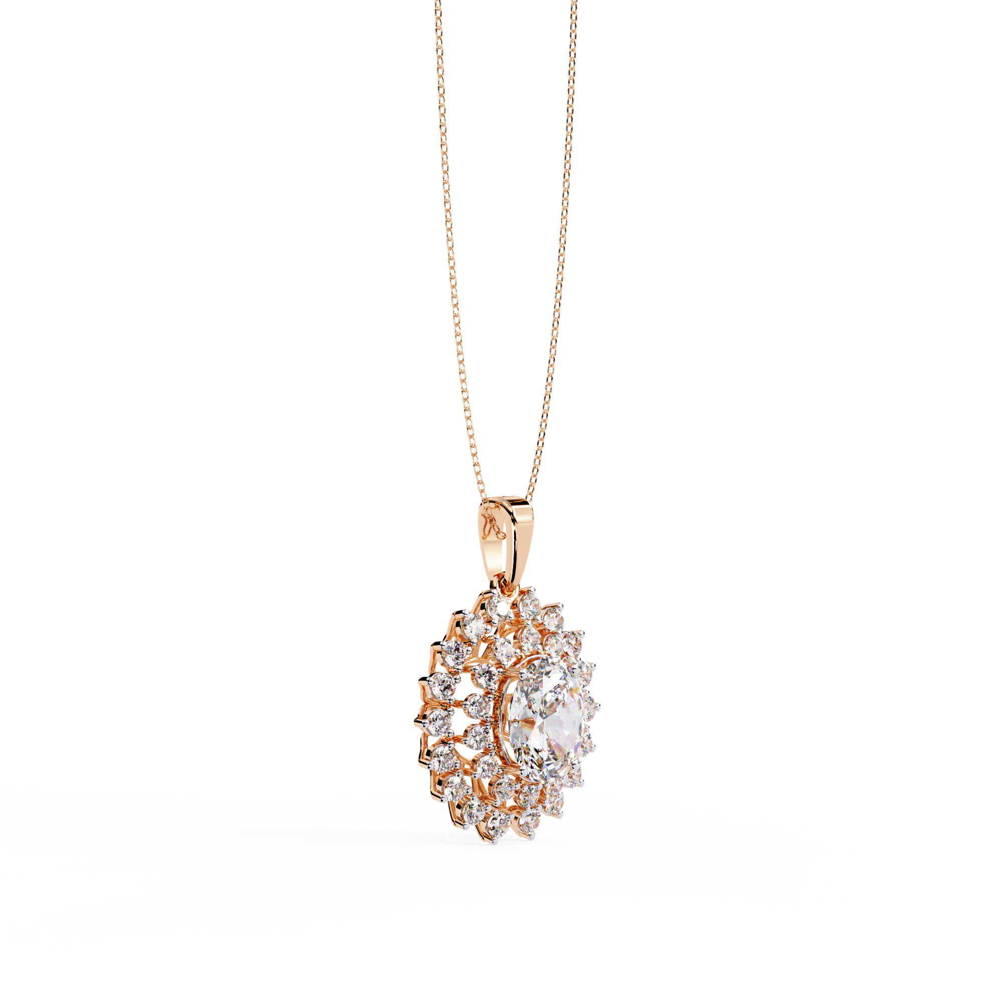 Oval Halo Diamond Pendant | 3DM & STL Jewelry CAD File
