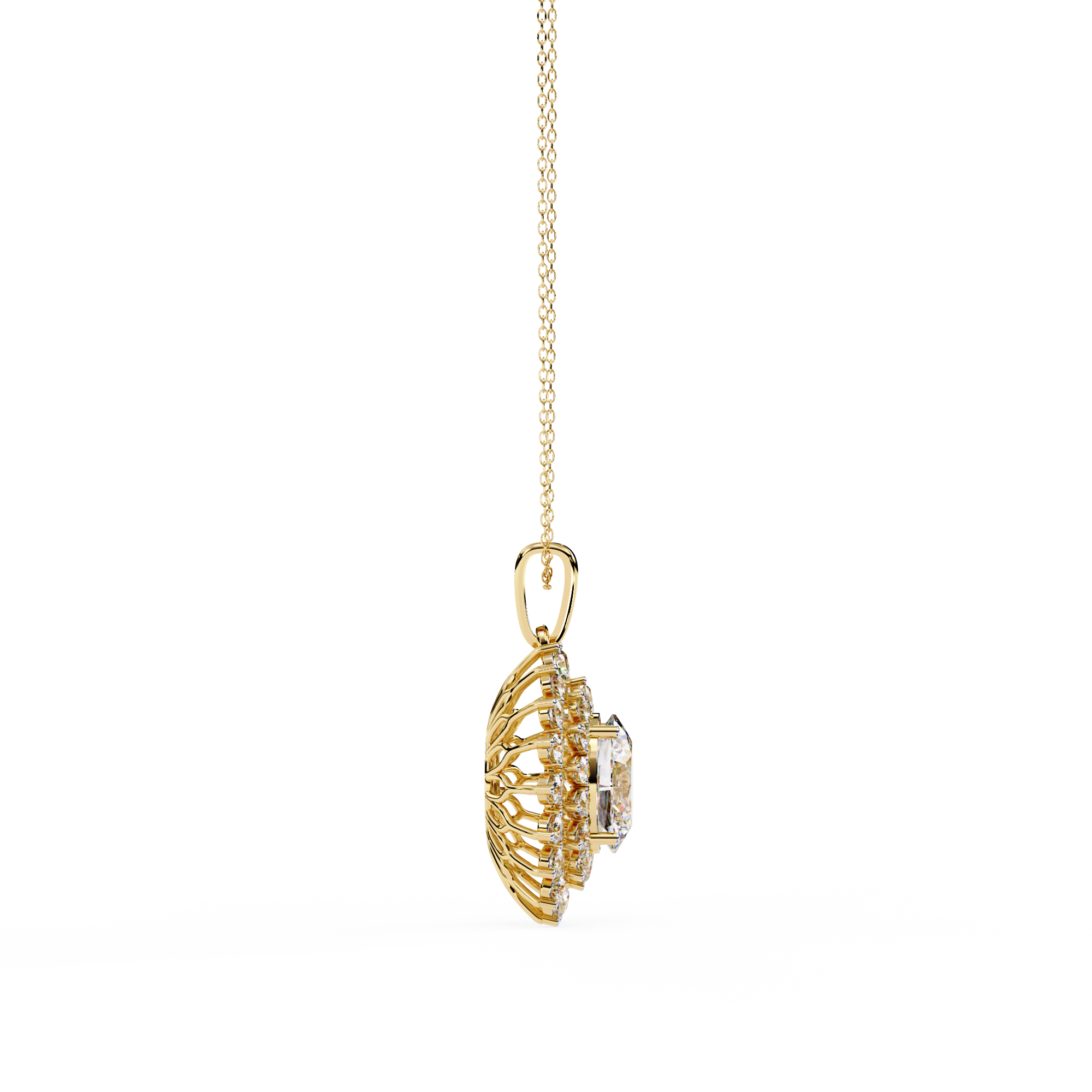 Oval Halo Diamond Pendant | 3DM & STL Jewelry CAD File