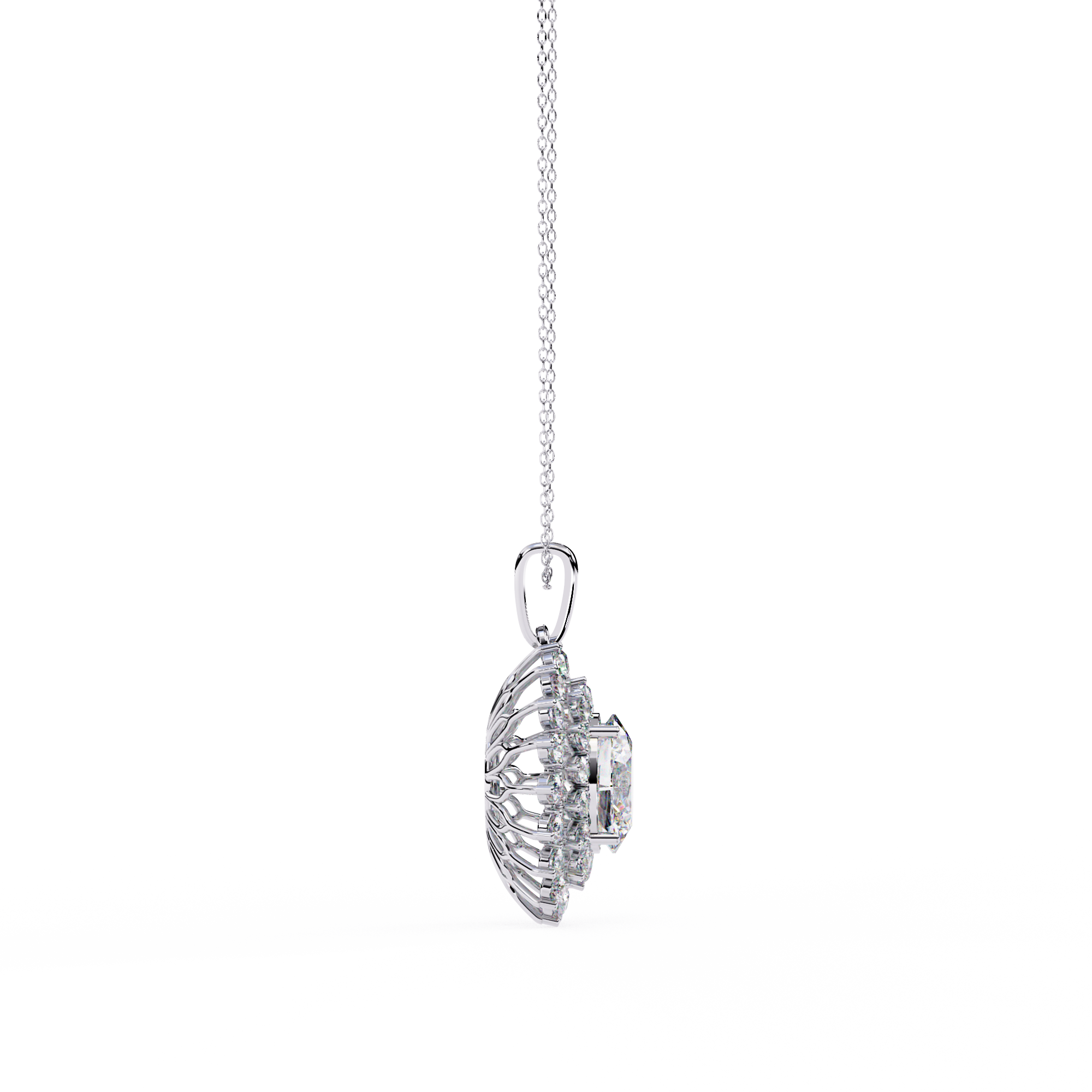 Oval Halo Diamond Pendant | 3DM & STL Jewelry CAD File