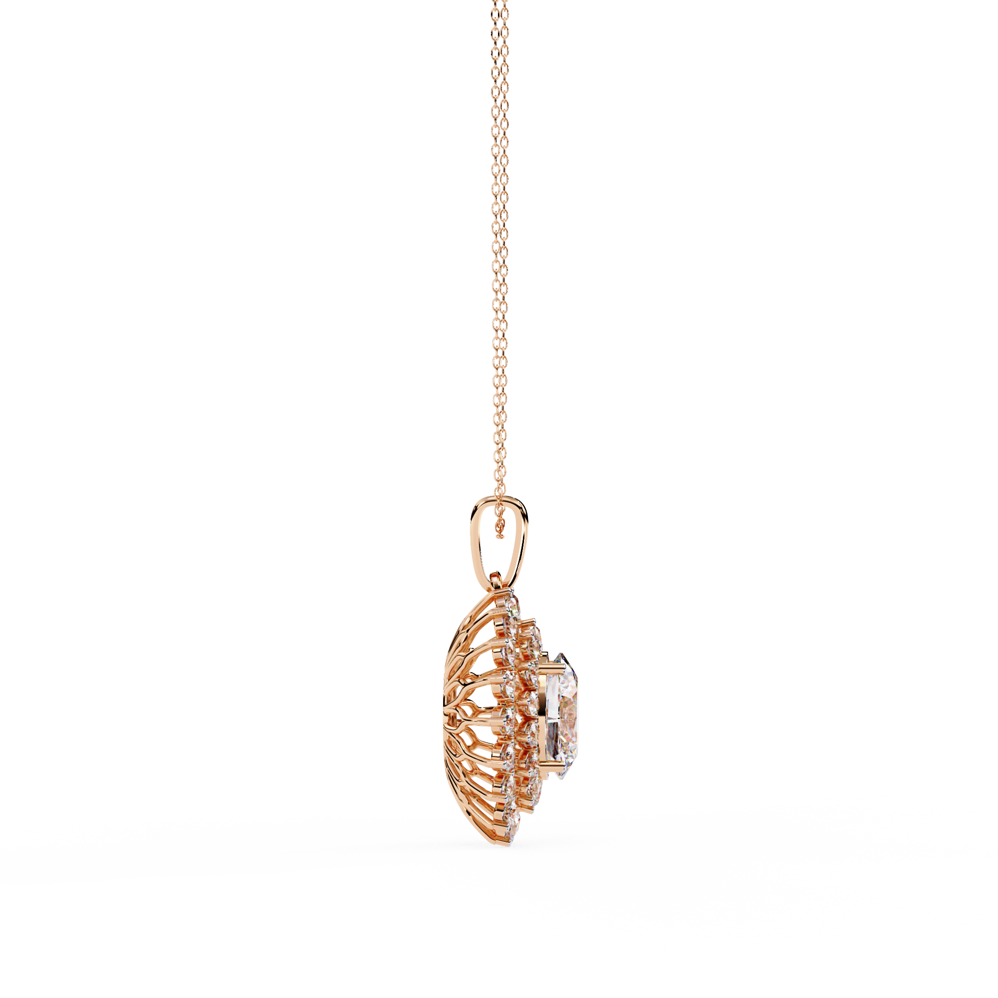 Oval Halo Diamond Pendant | 3DM & STL Jewelry CAD File
