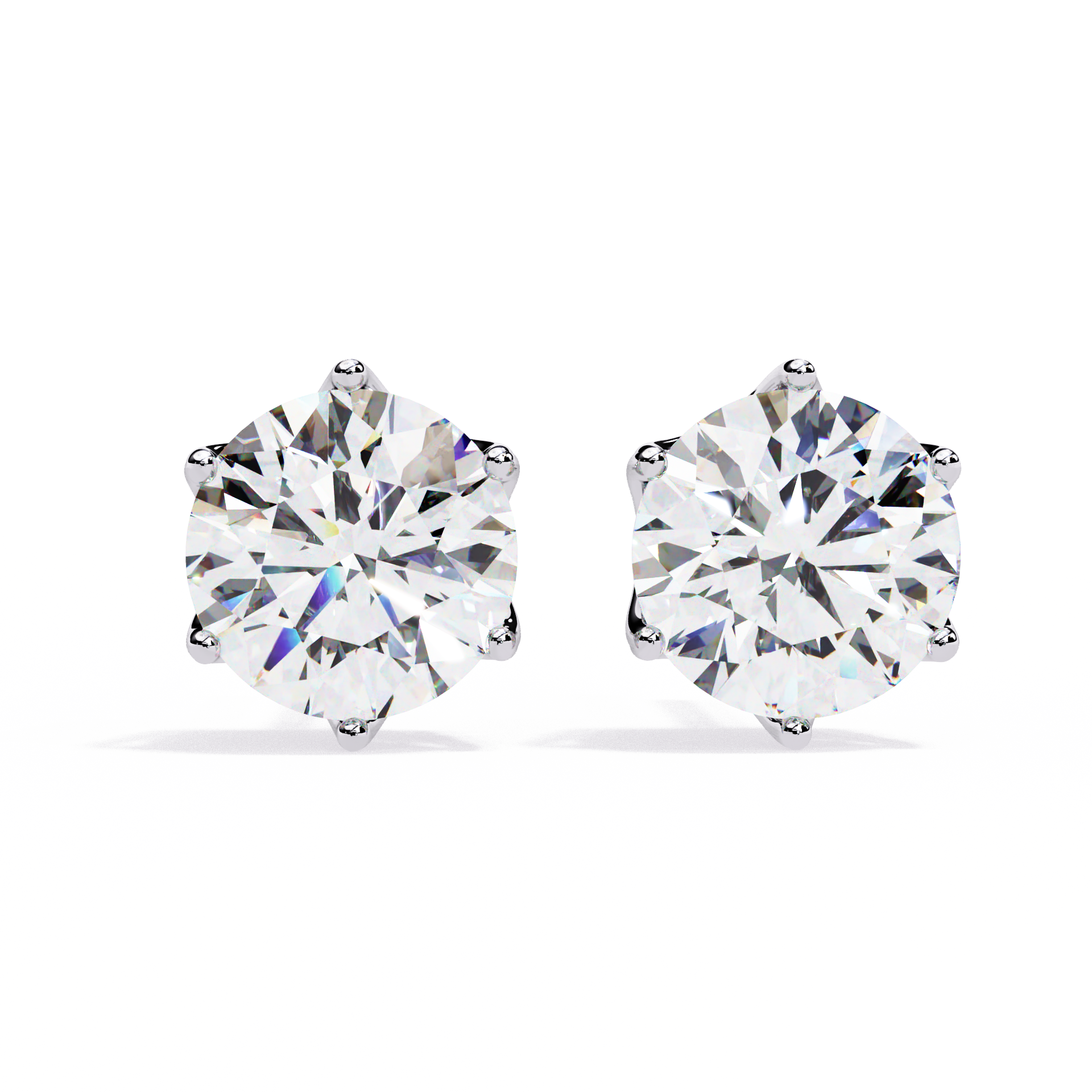 Crown-Inspired Solitaire Stud Earrings (White Gold)