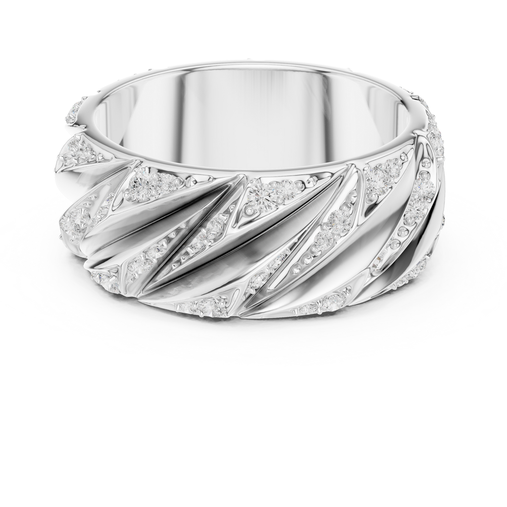 Men’s Sterling Silver CZ Twist Band Ring – US 7
