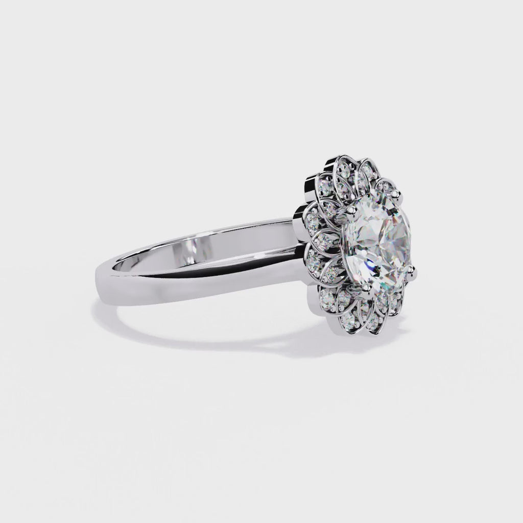 Halo Diamond Engagement Ring (Yellow)