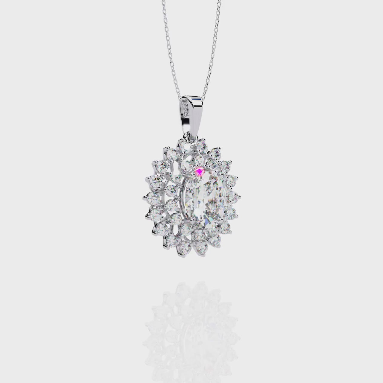 Oval Halo Diamond Pendant | 3DM & STL Jewelry CAD File